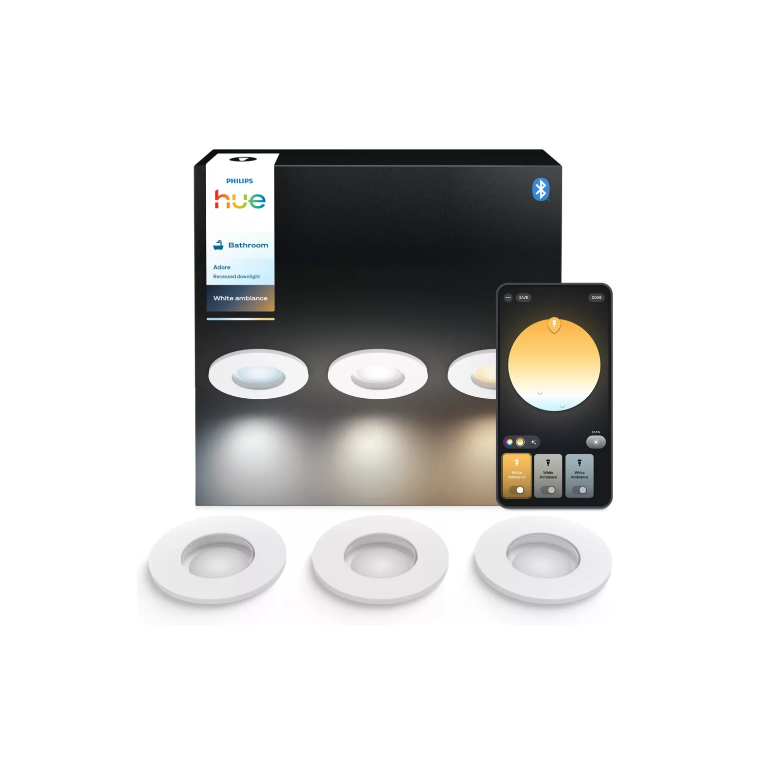 Philips HUE Adore recessed downlight 3-pack 7 Philips HUE Adore recessed downlight 3-pack - Ảnh 6